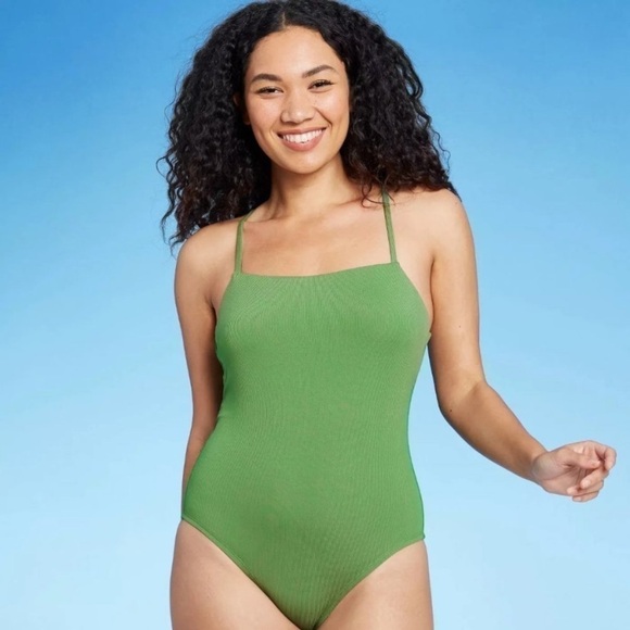 Sea Angel Ribbed Square Necked Swimsuit Green NWT - Picture 8 of 8
